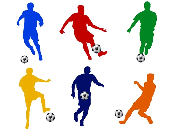 Farbige Silhouetten von Fußballern — Stockfoto