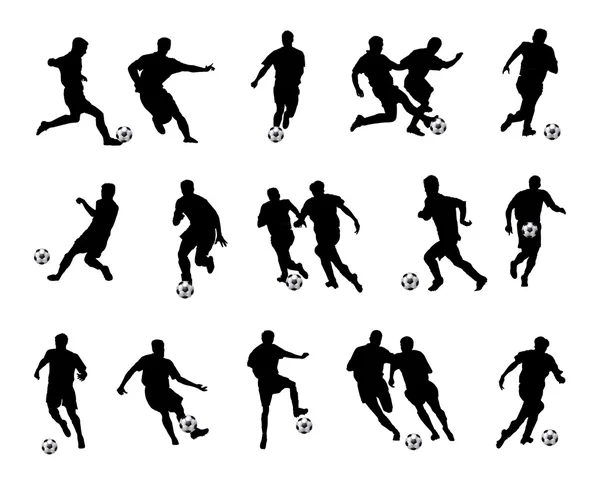 Isolated silhouettes of soccer players — Stock Photo, Image