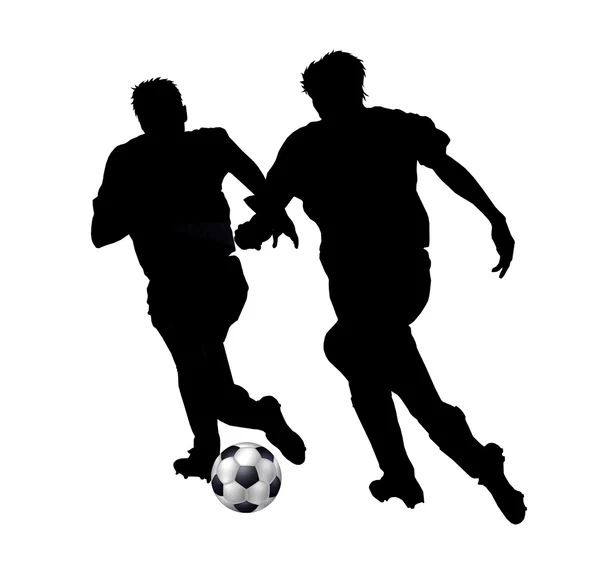 Geïsoleerde silhouetten van voetballers — Stockfoto