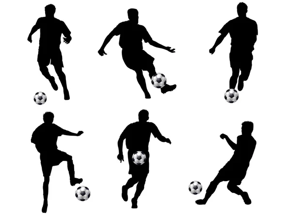 Izolované siluety fotbalistů — Stock fotografie