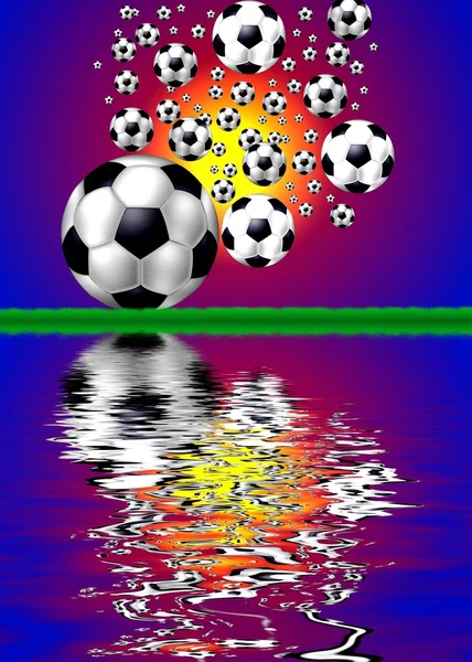 草の上のサッカー ボールの背景 — ストック写真