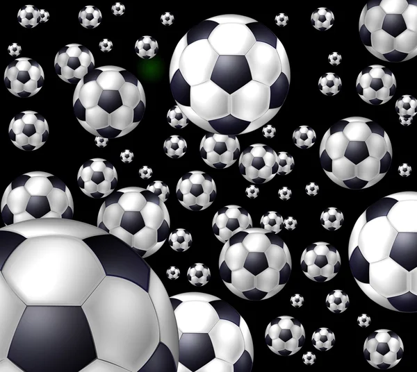 Futbol topları uçan ile arka plan — Stok fotoğraf