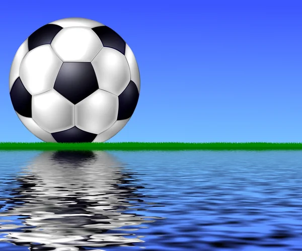 Arrière-plan avec ballon de football sur herbe — Photo