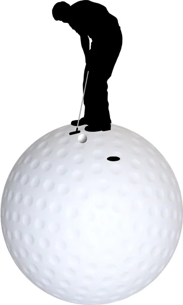 Silhouetten von Golfspieler auf Golfball — Stockfoto