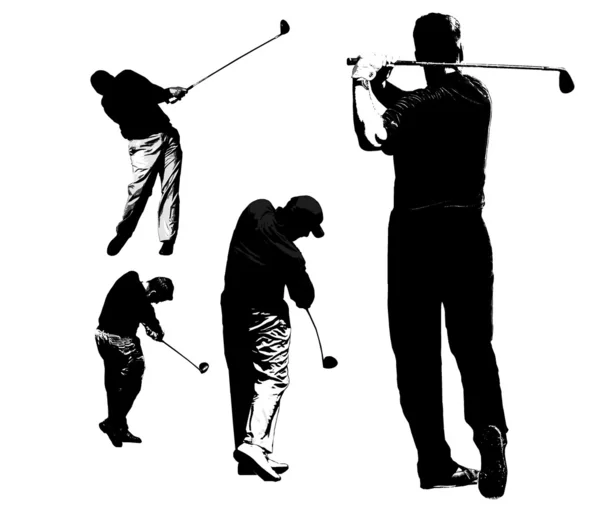 Siluety golfové hráče — Stock fotografie