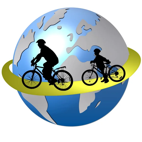 在世界各地骑自行车 — 图库照片
