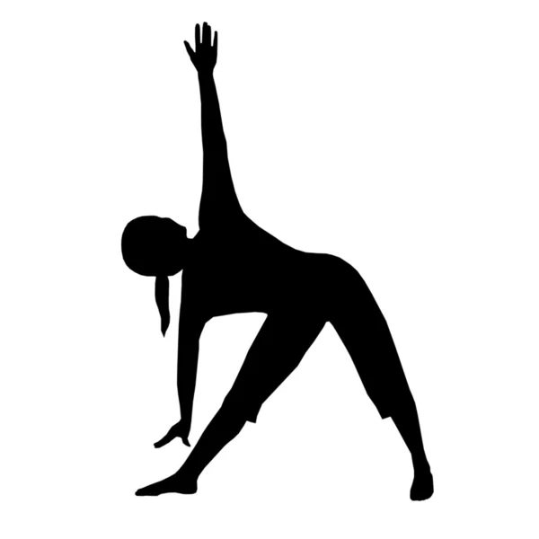 Silhouettes of yoga athletes — Stock Photo, Image