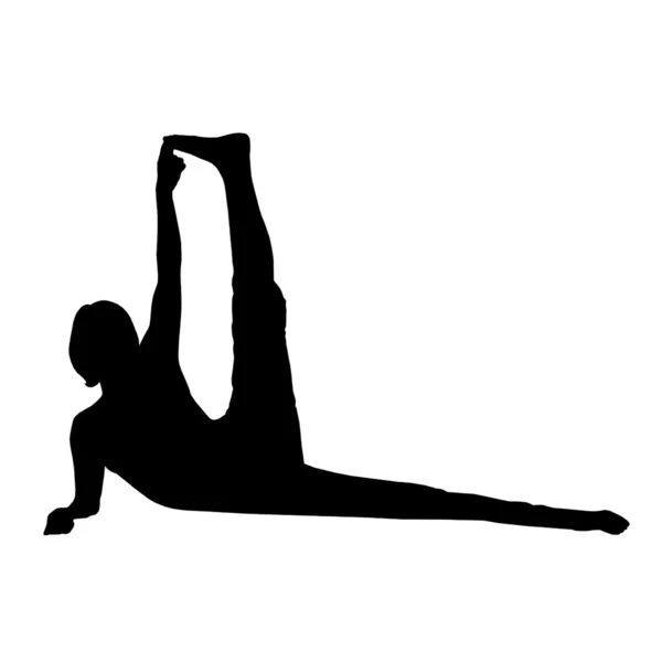 Silhuetter av yoga idrottare — Stockfoto