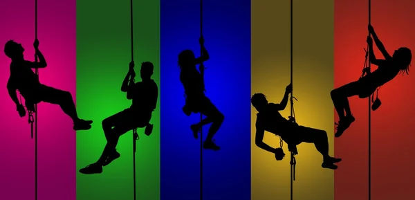 Silhouettes of climbers collage — Stock Photo, Image