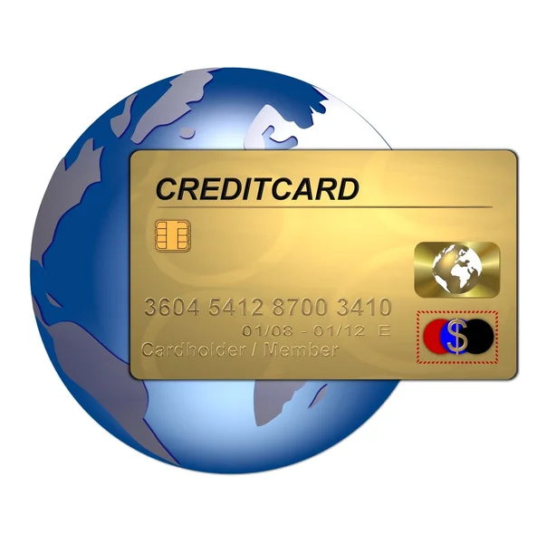 Karta kredytowa na świecie — Zdjęcie stockowe