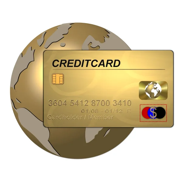 Credit Card on Globe — Stock Photo, Image