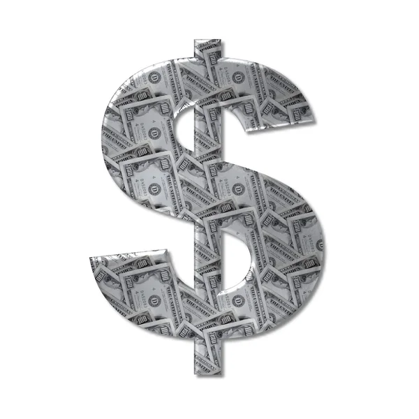 Znak dolaru z bankovek — Stock fotografie