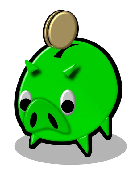 Boos groene piggy bank — Stockfoto