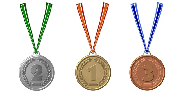 Set van winnaars medailles bronzen zilver goud — Stockfoto