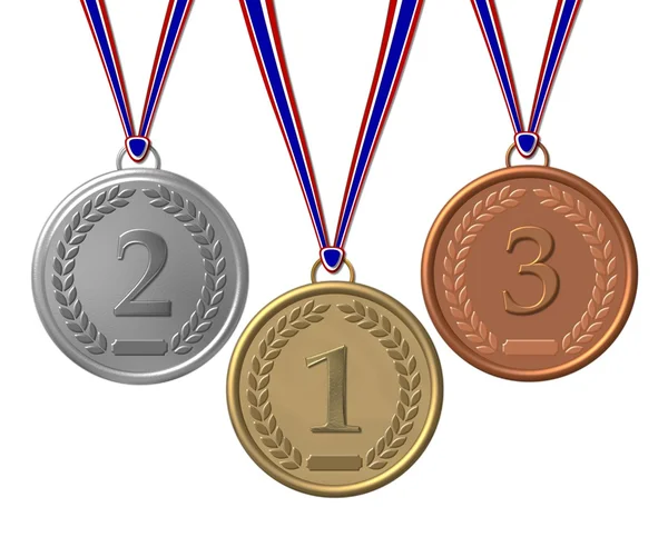 Conjunto de Medalhas de Vencedores bronze prata ouro — Fotografia de Stock