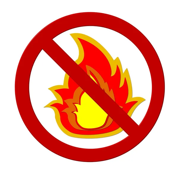 Zákaz znak oheň — Stock fotografie