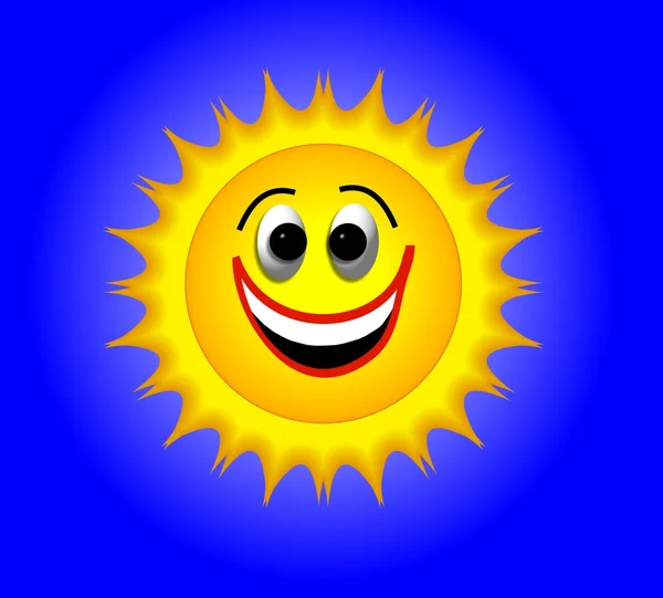 Sunny smbol on blue background — Stock Photo, Image