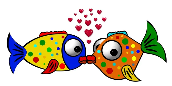 Colorful fish in love illustration — Stock Photo, Image