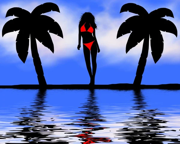 Bikini girl achtergrond — Stockfoto