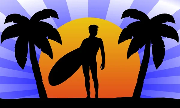 Surfař v západu slunce — Stockfoto