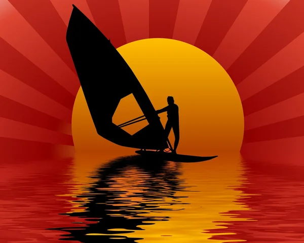 Windsurfer al tramonto — Foto Stock