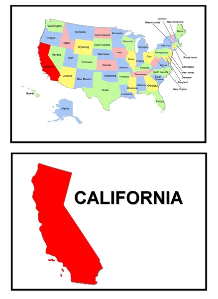 Mapa del estado de California —  Fotos de Stock