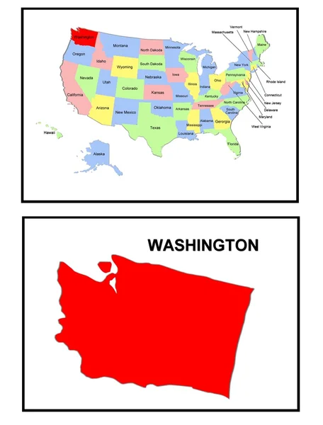 미국 국가 워싱턴 지도 — 스톡 사진