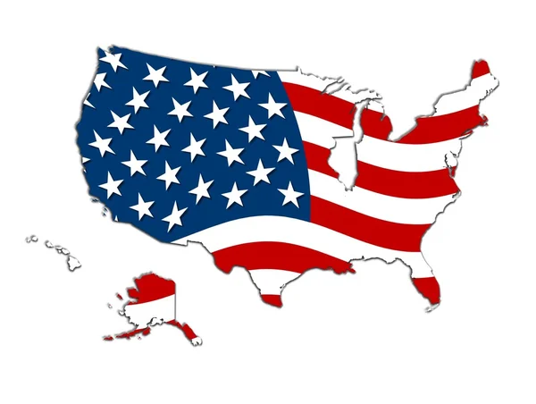 USA Map Stars & Stripes — Stock Photo, Image