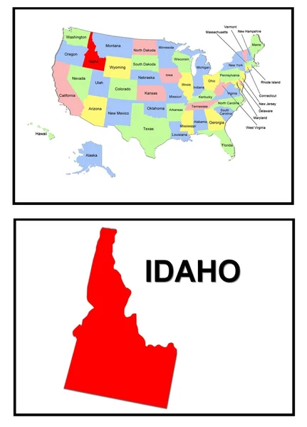 EUA Mapa do Estado Idaho — Fotografia de Stock