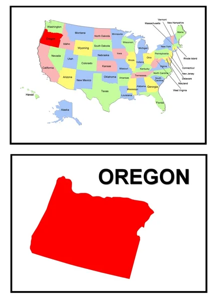 Mapa del estado de Oregon —  Fotos de Stock