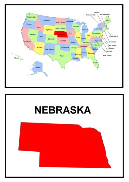 USA State Map Nebraska — Stock Photo, Image