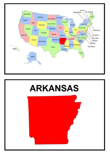 Mapa do Estado dos Estados Unidos Arkansas — Fotografia de Stock