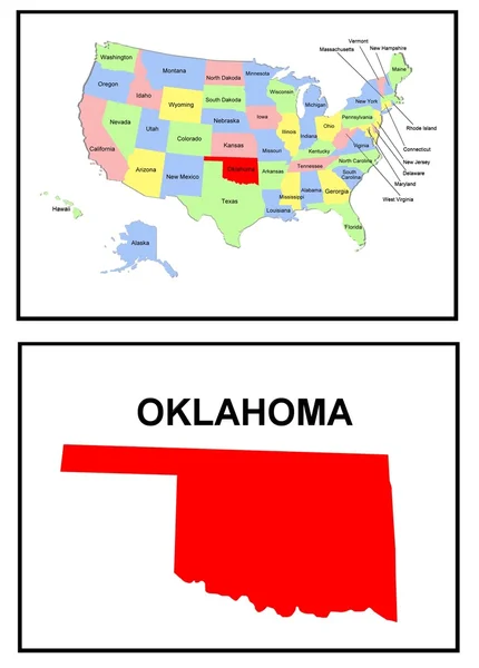 Mappa degli Stati Uniti d'America Oklahoma — Foto Stock