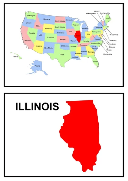 USA State Map Illinois — Stock Photo, Image