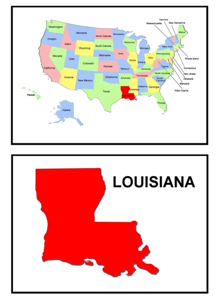 États-Unis Carte de l'État Louisiane — Photo
