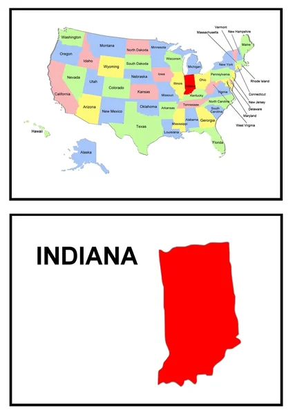 Mapa USA stanu indiana — Zdjęcie stockowe