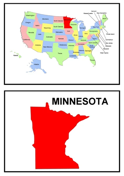 Карта штата США Миннесота — стоковое фото