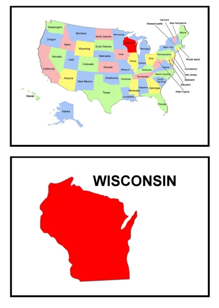 Mapa del estado de Wisconsin —  Fotos de Stock