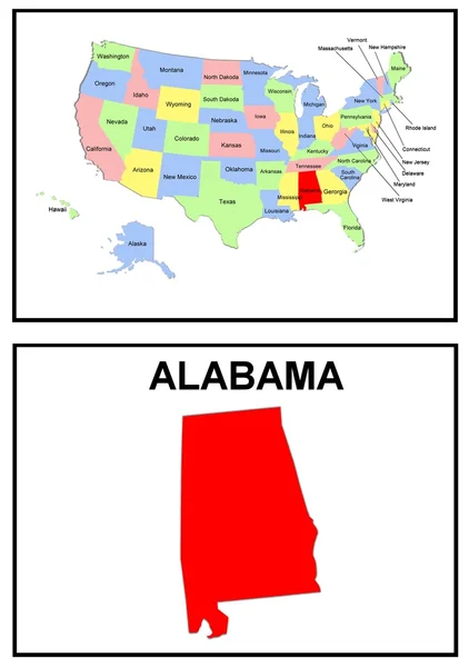 Mapa do Estado dos EUA Alabama — Fotografia de Stock