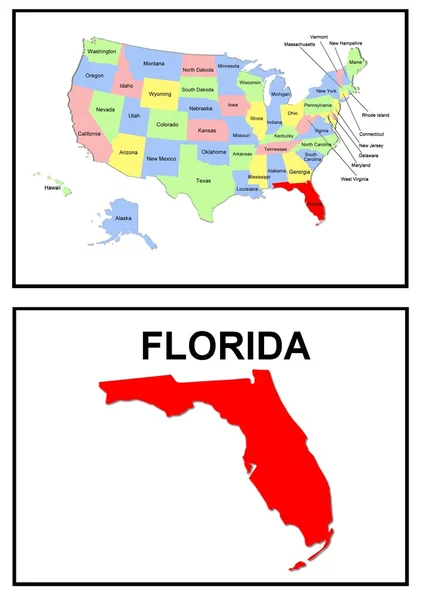 Stati Uniti Mappa di Stato Florida — Foto Stock
