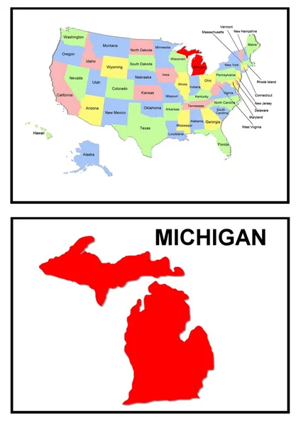 Mapa USA státu michigan — Stock fotografie