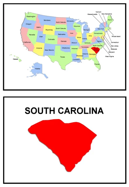 Usa state map südlich carolina — Stockfoto