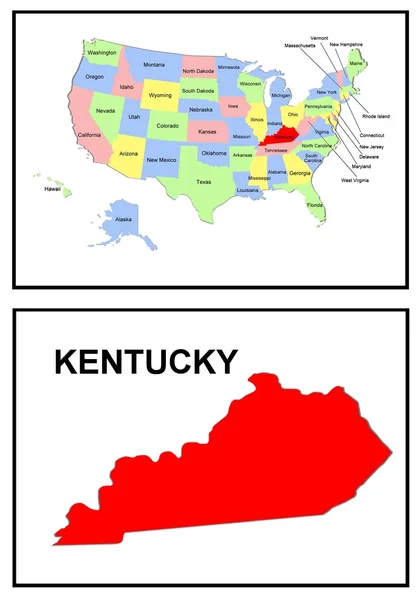 Mappa di stato degli Stati Uniti Kentucky — Foto Stock