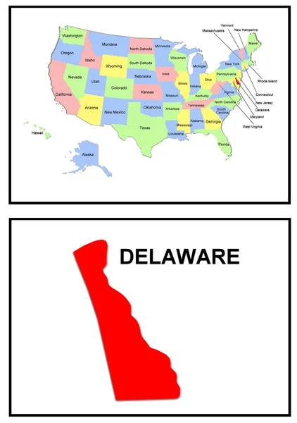 Mappa di stato degli Stati Uniti Delaware — Foto Stock
