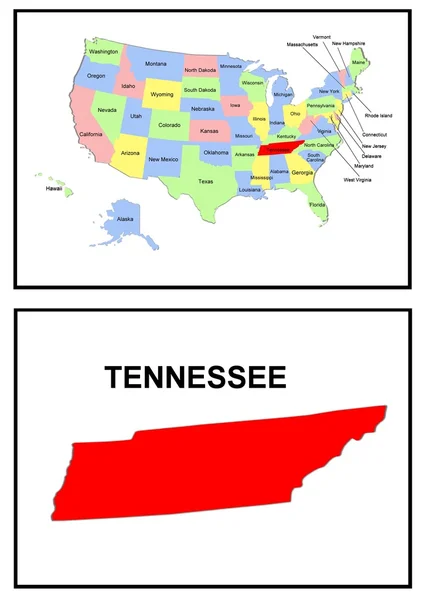 Κράτους ΗΠΑ χάρτη tennessee — Φωτογραφία Αρχείου