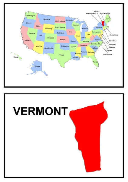 Mapa do Estado dos EUA Vermont — Fotografia de Stock