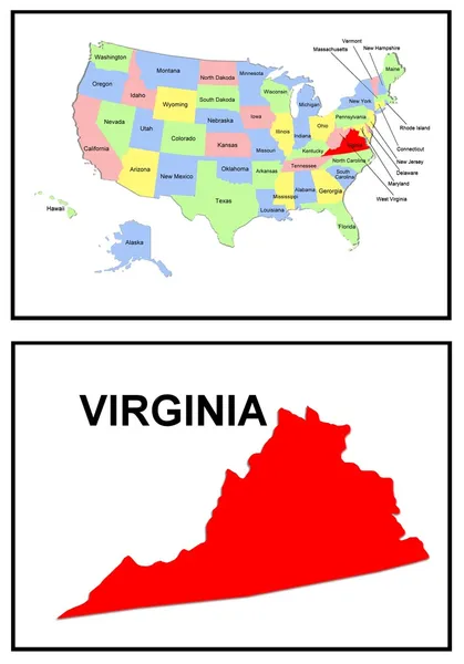 Mapa USA státu Virginie — Stock fotografie