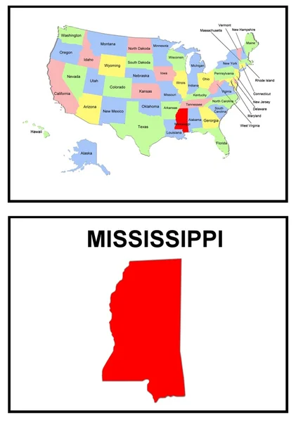 USA State Map Missisippi — Stock Photo, Image