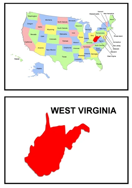 Mapa del estado de West Virginia —  Fotos de Stock