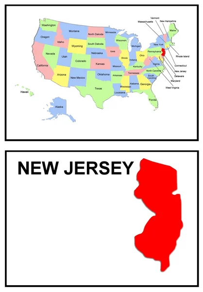 Mappa degli Stati Uniti New Jersey — Foto Stock